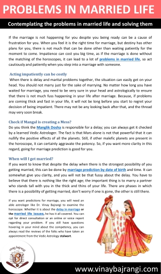 Problem in married Life