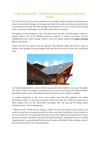 Gutter cleaning OKC – Maintaining the gutters for avoiding water damage