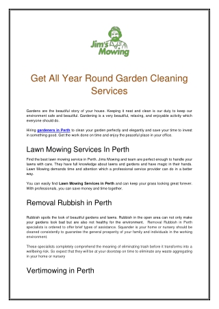 Get All Year Round Garden Cleaning Services