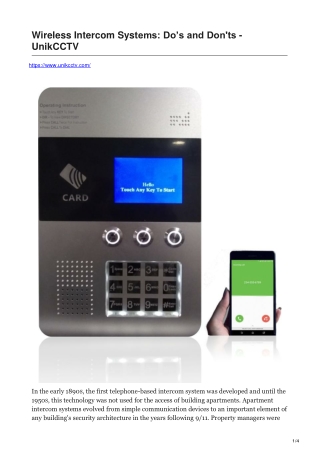 Wireless Intercom Systems Dos and Donts  UnikCCTV