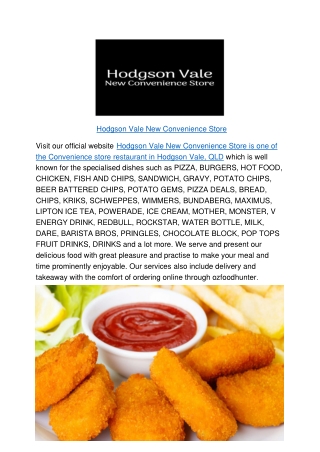 5% Off - Hodgson Vale New Convenience Store Menu,QLD