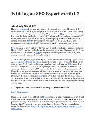 Is hiring an SEO Expert worth it