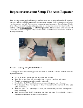 Repeater.asus.com Setup The Asus Repeater