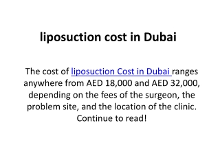 liposuction cost in Dubai