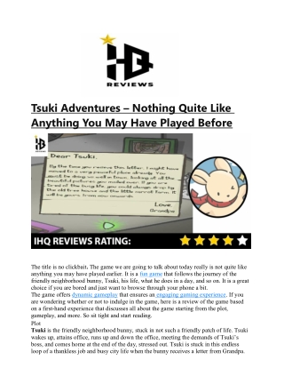 Tsuki Adventures – Nothing Quite Like Anything You May Have Played Before