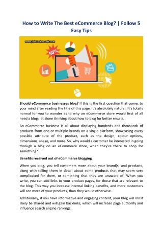 (PDF) How to Write The Best eCommerce Blog Follow 5 Easy Tips
