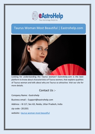 Taurus Woman Most Beautiful | Eastrohelp.com