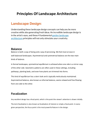 Principles Of Garden Landscape Design Architecture