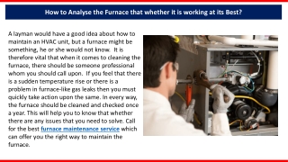 How to Analyse the Furnace that whether it is working at its Best?