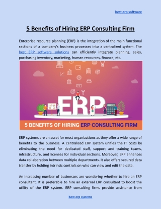 5 Benefits of Hiring ERP Consulting Firm