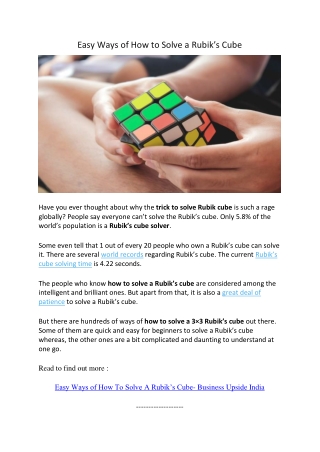 Easy Ways of How to Solve a Rubik