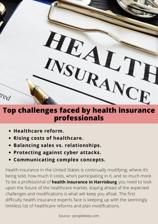 Top challenges faced by health insurance professionals