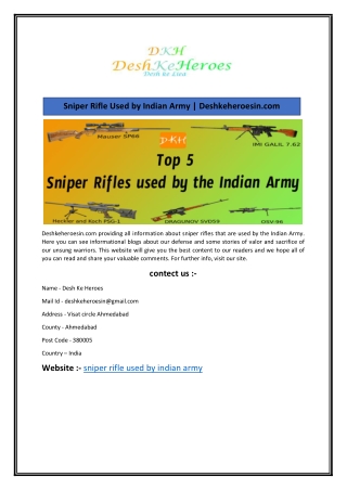 Sniper Rifle Used by Indian Army  Deshkeheroesin.com