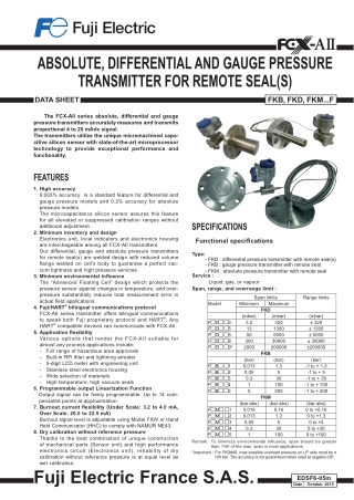 Absolute, Differential And Gauge Pressure Transmitter For Remote Seals - PDF