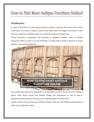 How to Find Most Antique Furniture Online?
