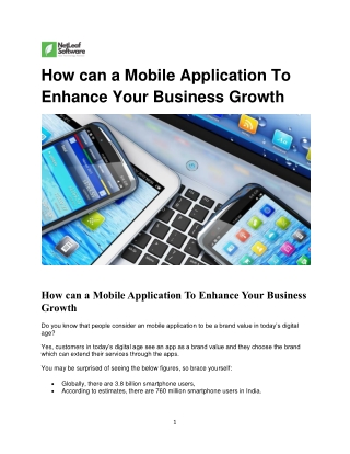 How can a Mobile Application To Enhance Your Business Growth