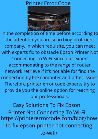 Easy Solutions To Fix Epson Printer Not Connecting To Wi-Fi