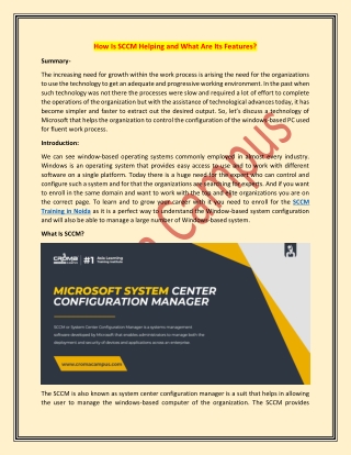 How Is SCCM Helping and What Are Its Features?