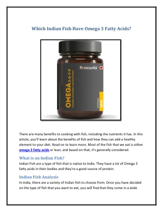 Which Indian Fish Have Omega 3 Fatty Acids