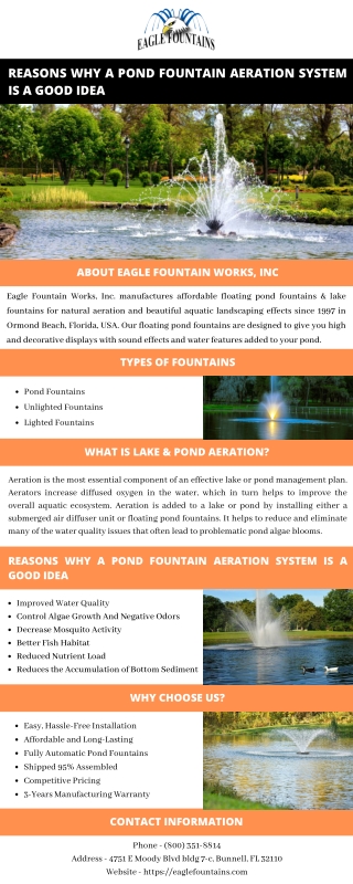 Reasons Why a Pond Fountain Aeration System is a Good Idea