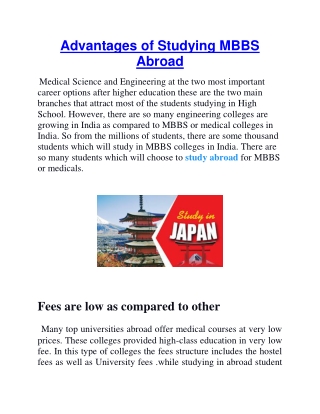 Advantages of Studying MBBS Abroad