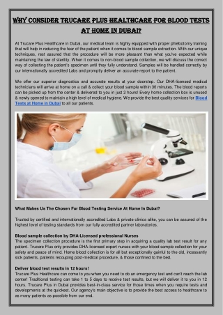 Blood Test At Home Dubai