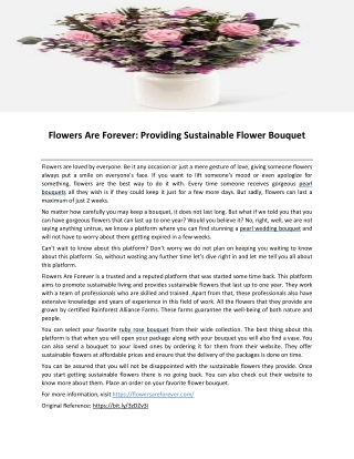 Flowers Are Forever- Providing Sustainable Flower Bouquet