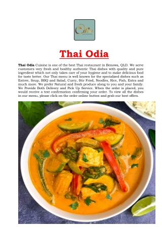 5% off - Thai Odia Restaurant Menu – Benowa Takeaway, QLD
