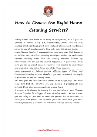 How to Choose the Right Home Cleaning Services