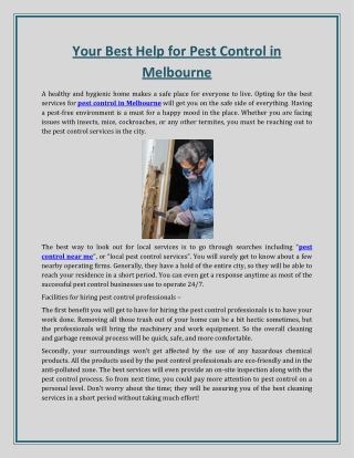 Your Best Help for Pest Control in Melbourne