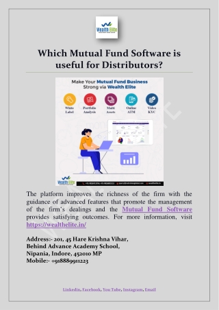 Which Mutual Fund Software is useful for Distributors