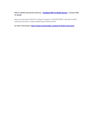 PSD To Html5 Conversion Services - Excellent PSD To Html5 Service