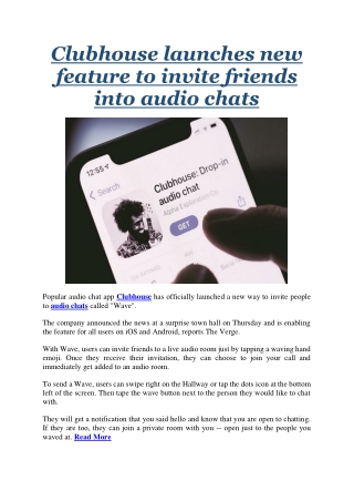 Clubhouse launches new feature to invite friends into audio chats