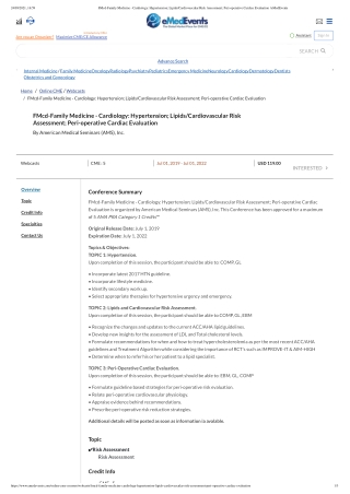 FMcd-Family Medicine - Cardiology_ Hypertension; Lipids_Cardiovascular Risk Assessment; Peri-operative Cardiac Evaluatio