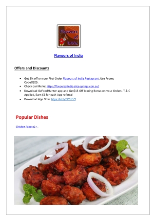 Flavours of India - 5% off - Indian takeaway Alice Springs, NT
