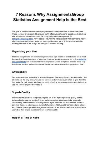 statistics assignment help in USA | assignmentsgroup