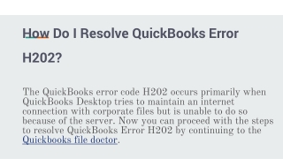 How Do I Resolve QuickBooks Error H202_