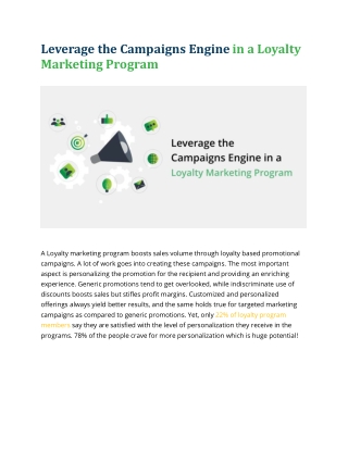 Leverage the Campaigns Engine in a Loyalty Marketing Program
