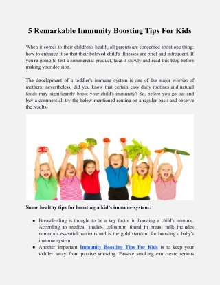 5 Remarkable Immunity Boosting Tips For Kids