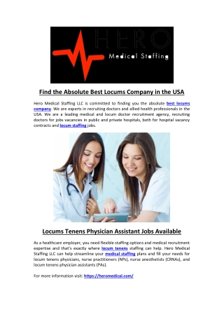 Find the Absolute Best Locums Company in the USA