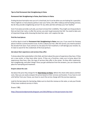 Tips to Find Permanent Hair Straightening in Patna