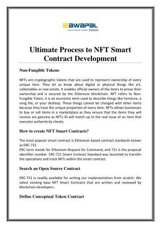 Ultimate Process to NFT Smart Contract Development