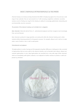 BASIC CHEMICALS,PETROCHEMICALS & POLYMERS
