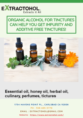 Organic Alcohol for Tinctures can Help You Get Impurity and Additive Free Tinctures