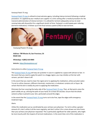 Fentanyl Patch 75 mcg