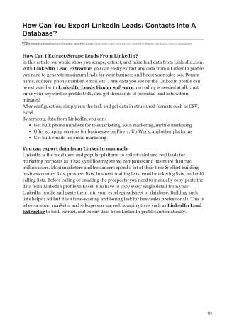 1How Can You Export LinkedIn Leads Contacts Into A Database