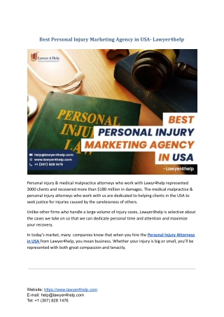 Best Personal Injury Marketing Agency in USA- Lawyer4help