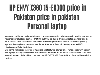HP ENVY X360 15-ES000 price in Pakistan price in pakistan- Personal laptop