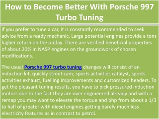 How to Become Better With Porsche 997 Turbo Tuning