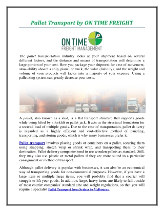 Pallet Transport from Sydney to Melbourne